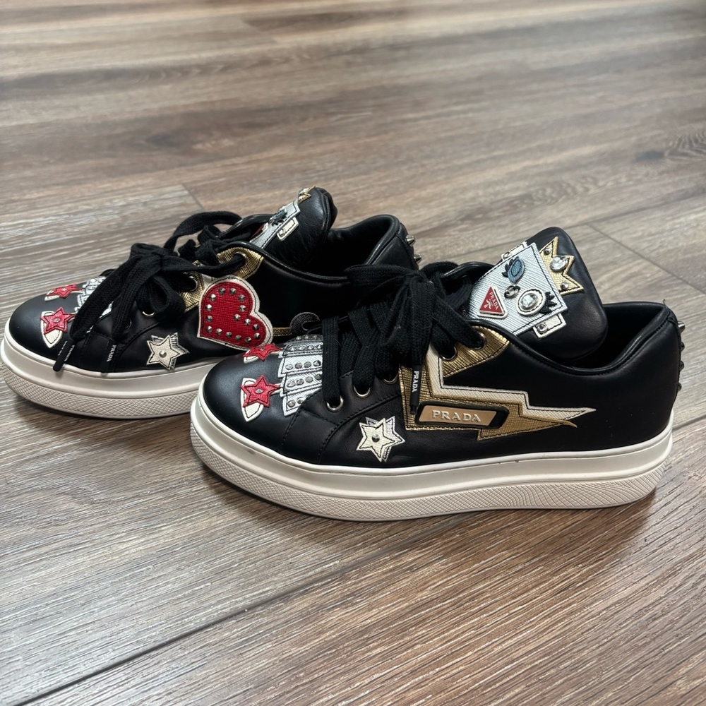 Prada Limited Edition Lather Patchwork Embellishe… - image 1